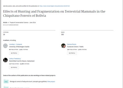 Effects of Hunting and Fragmentation of Terrestrial Mammals in the Chiquitano Forests of Bolivia