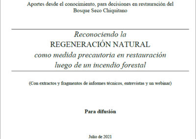 Aportes desde el conocimiento, para decisiones en restauración del Bosque Seco Chiquitano