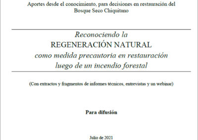 Aportes desde el conocimiento, para decisiones en restauración del Bosque Seco Chiquitano