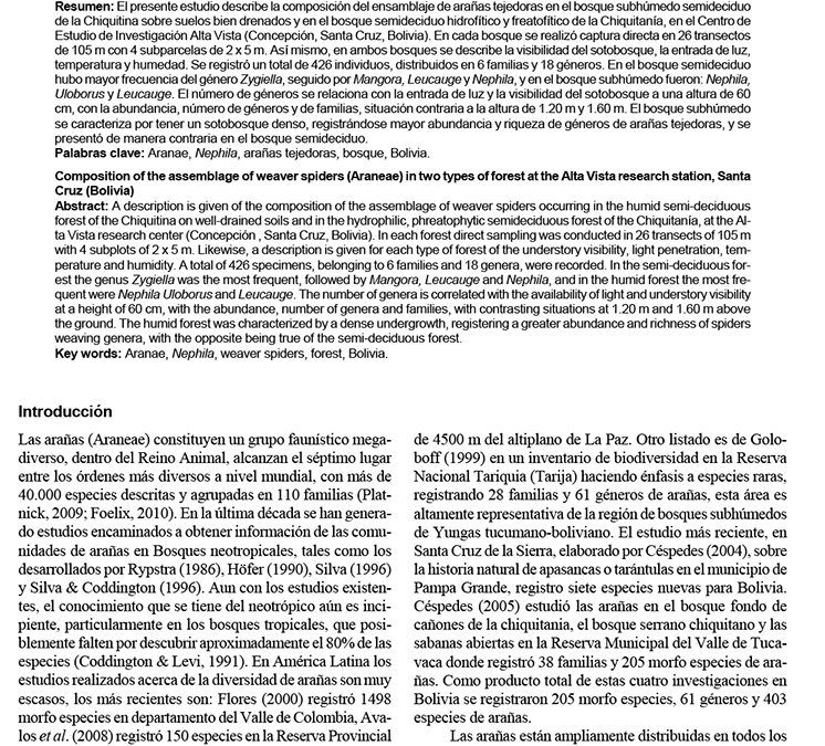 Composición del ensamblaje de arañas tejedoras