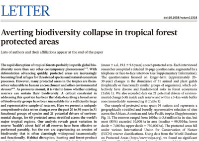 Averting biodiversity collapse in tropical forest protected areas